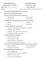 Đề thi học kì 1 môn Sinh học 8 năm 2020-2021 có đáp án - Trường THCS Lê Quý Đôn