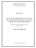 Tối ưu hóa quy trình nghiệp vụ về cấp giấy chứng nhận trong lĩnh vực quản lý đất đai trên địa bàn thành phố hồ chí minh  