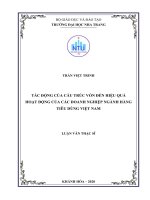 Tác động của cấu trúc vốn đến hiệu quả hoạt động của các doanh nghiệp ngành hàng tiêu dùng việt nam  