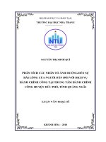 Phân tích các yếu tố ảnh hưởng đến sự hài lòng của người dân đối với dịch vụ hành chính công tại trung tâm hành chính công huyện đức phổ, tỉnh quảng ngãi  