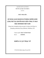Áp dụng lean manufacturing nhằm giảm lãng phí tại chuyền may mẫu công ty may mặc bowker việt nam  