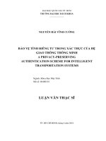Bảo vệ tính riêng tư trong xác thực của hệ giao thông thông minh  
