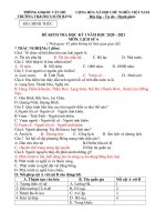 Đề thi học kì 1 môn Lịch sử 6 năm 2020-2021 có đáp án - Trường TH&THCS Suối Bàng