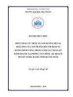 Phân tích các nhân tố ảnh hưởng đến sự hài lòng của người dân đối với dịch vụ hành chính công trong lĩnh vực đăng ký kinh doanh tại phòng hành chính   kế hoạch huyện nghĩa hành, tỉnh quảng ngãi  