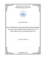 Quản trị rủi ro tín dụng khách hàng doanh nghiệp tại ngân hàng thương mại cổ phần đầu tư và phát triển việt nam, chi nhánh đà lạt  