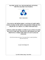Ứng dụng mô hình mike 11 đánh giá diễn biến chất lượng nước sông thạch hãn tỉnh quảng trị dưới tác động của biến đổi khí hậu  
