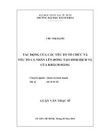 Tác động của các yếu tố tổ chức và yếu tố cá nhân lên đồng tạo sinh dịch vụ của khách hàng  