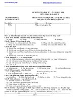 Đề Thi Học Kỳ 1 Môn Sinh Lớp 8 Năm 2016