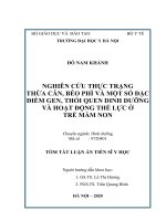 óm tắt luận án tiến sĩ y học nghiên cứu thực trạng thừa cân, béo phì và một số đặc điểm gen, thói quen dinh dưỡng và hoạt động thể lực ở trẻ mầm non