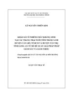 Khảo sát ô nhiễm chất kháng sinh tại các trang trại nuôi tôm thâm canh huyện cần giờ, tp  hcm và huyện tân trụ, tỉnh long an từ đó đề xuất giải pháp giám sát và giảm thiểu  