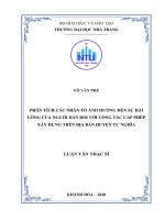 Phân tích các nhân tố ảnh hưởng đến sự hài lòng của người dân đối với công tác cấp phép xây dựng trên địa bàn huyện tư nghĩa  