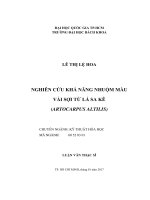 Nghiên cứu khả năng nhuộm màu vải sợi từ lá sakê (artocarpus altilis)  