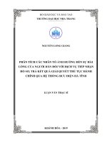 Phân tích các nhân tố ảnh hưởng đến sự hài lòng của người dân đối với dịch vụ tiếp nhận hồ sơ, trả kết quả giải quyết thủ tục hành chính qua hệ thống bưu điện hà tĩnh  