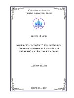 Nghiên cứu các nhân tố ảnh hưởng đến ý định tiết kiệm điện của người dân thành phố hà tiên, tỉnh kiên giang  