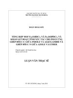 Tổng hợp mof fe3o(bdc)3 và fe3o(bpdc)3 và khảo sát hoạt tính xúc tác cho phản ứng ghép đôi c c giữa indole và alkylamide và ghép đôi c n giữa azole và ether  