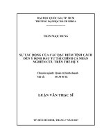Sự tác động của các đặc điểm tính cách đến ý định đầu tư tài chính cá nhân  nghiên cứu trên thế hệ y  