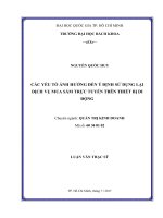 Các yếu tố ảnh hưởng đến ý định sử dụng lại dịch vụ mua sắm trực tuyến trên thiết bị di động  