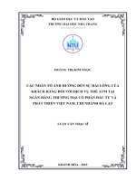 Các nhân tố ảnh hưởng đến sự hài lòng của khách hàng đối với dịch vụ thẻ ATM tại ngân hàng thương mại cổ phần đầu tư và phát triển việt nam, chi nhánh đà lạt  