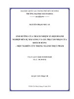Ảnh hưởng của trách nhiệm xã hội doanh nghiệp đến sự hài lòng và giá trị cảm nhận của khách hàng   một nghiên cứu trong ngành thực phẩm  