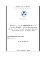 Nghiên cứu xây dựng hệ thống quản lý an toàn   sức khỏe   môi trường (hse) cho nhà máy xử lý nước thải sinh hoạt bình hưng huyện bình chánh   tp  hồ chí minh  