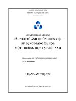 Các yếu tố ảnh hưởng đến việc sử dụng mạng xã hội một trường hợp tại việt nam  