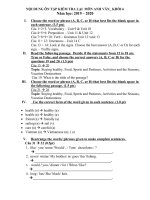 LỊCH KIỂM TRA LẠI VÀ NỘI DUNG ÔN TẬP KIỂM TRA LẠI CÁC MÔN.