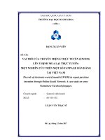 Vai trò của truyền miệng trực tuyến (ewom) lên ý định mua lại trực tuyến một nghiên cứu trên một số fanpage bán hàng tại việt nam  