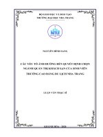 Những yếu tố ảnh hưởng đến quyết định chọn ngành quản trị khách sạn của sinh viên trường cao đẳng du lịch nha trang  