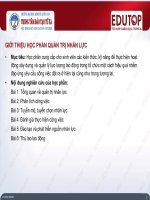 Bài giảng Quản trị nhân lực: Bài 1 - TS. Nguyễn Vân Thùy Anh