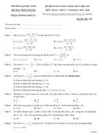 Đề khảo sát chất lượng giữa học kì I Môn Toán lớp 12 trường THPT Chuyên ĐH Vinh năm 2019 - 2020 có giải chi tiết