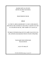 Vai trò của hình ảnh điểm đến và chất lượng dịch vụ đối với giá trị cảm nhận, sự hài lòng và hành vi sau mua của du khách nội địa   một nghiên cứu tại đà lạt  