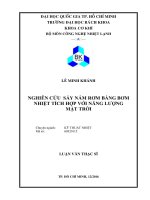 Nghiên cứu sấy nấm rơm bằng bơm nhiệt tích hợp với năng lượng mặt trời  