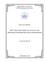 Thực trạng phát triển các cơ sở lưu trú trên địa bàn thành phố nha trang, tỉnh khánh hòa  