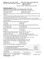 Đề thi học kì 1 môn Lịch sử 7 năm 2020-2021 có đáp án - Trường THCS Phương Thạnh