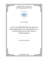 Các yếu tố ảnh hưởng đến thu nhập của hộ gia đình trong vùng ảnh hưởng dự án xây dựng trụ sở làm việc công an tỉnh ninh thuận  
