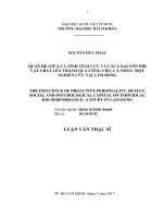 Quan hệ giữa cá tính tích cực và các loại vốn phi vật chất lên thành quả công việc cá nhân một nghiên cứu tại lâm đồng  