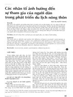 Các nhân tố ảnh hưởng đến sự tham gia của người dân trong phát triển du lịch nông thôn