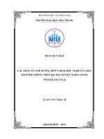 Các nhân tố ảnh hưởng đến ý định học nghề của học sinh phổ thông trên địa bàn huyện nghĩa hành, tỉnh quảng ngãi  