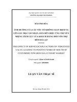 Ảnh hưởng của các yếu tố không gian dịch vụ lên giá trị cảm nhận, dẫn đến hiệu ứng truyền miệng tích cực của khách hàng đối với chợ đêm đà lạt  