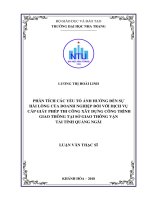 Phân tích các yếu tố ảnh hưởng đến sự hài lòng của doanh nghiệp đối với dịch vụ cấp giấy phép thi công xây dựng công trình giao thông tại sở giao thông vận tải tỉnh quảng ngãi  