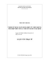 Ý định sử dụng ngân hàng điện tử một khung tích hợp trên nền lý thuyết hành vi dự định  