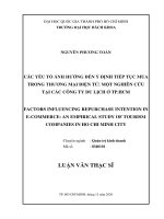 Các yếu tố ảnh hưởng đến ý định tiếp tục mua trong thương mại điện tử   một nghiên cứu tại các công ty du lịch ở tp  hcm  
