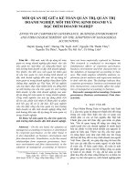 MỐI QUAN HỆ GIỮA KẾ TOÁN QUẢN TRỊ, QUẢN TRỊ DOANH NGHIỆP, MÔI TRƯỜNG KINH DOANH VÀ ĐẶC ĐIỂM DOANH NGHIỆP