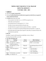 KHỐI 10 - NỘI DUNG ÔN TẬP VÀ MA TRẬN ĐỀ KIỂM TRA ĐỊNH KỲ 1 (Năm học: 2020 - 2021)