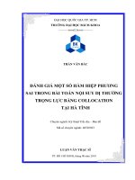 Đánh giá một số hàm hiệp phương sai trong bài toán nội suy dị thường trọng lực bằng collocation tại hà tĩnh  