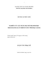 Nghiên cứu xây dựng bộ chỉ thị sinh học nhằm đánh giá ô nhiễm nước tỉnh hậu giang  