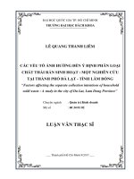 Các yếu tố ảnh hưởng đến ý định phân loại chất thải rắn sinh hoạt một nghiên cứu tại thành phố đà lạt   tỉnh lâm đồng  
