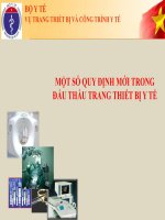 MỘT SỐ QUY ĐỊNH MỚI TRONG ĐẤU THẦU TRANG THIẾT BỊ Y TẾ