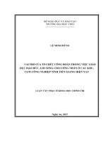 Vai trò của tổ chức công đoàn trong việc giáo dục đạo đức, lối sống cho công dân ở các khu, cụm công nghiệp tỉnh tiền giang hiện nay  