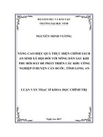 Nâng cao hiệu quả thực hiện chính sách an sinh xã hội đối với nông dân sau khi thu hồi đất để phát triển các khu công nghiệp ở huyện cần đước, tỉnh long an  